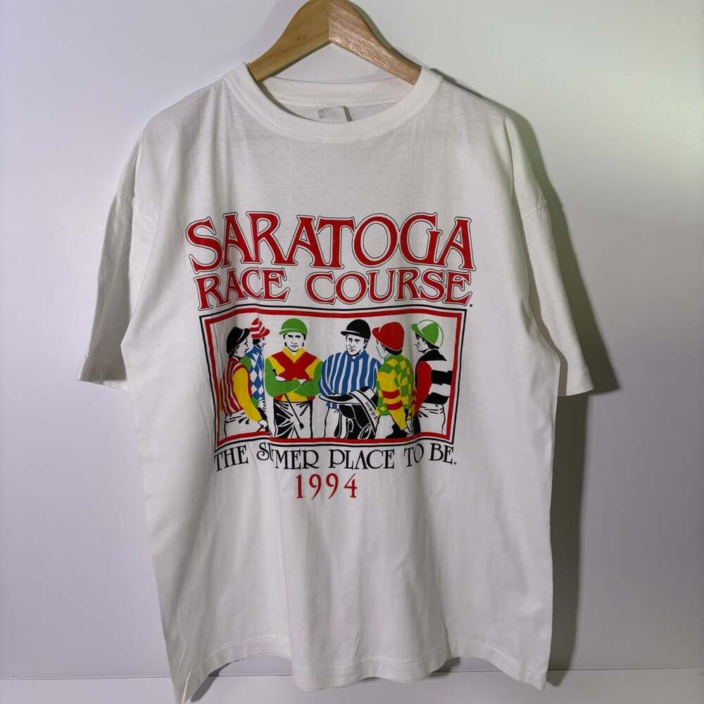 Vintage Saratoga Race Course 1994 T-Shirt Size XL White Cotton